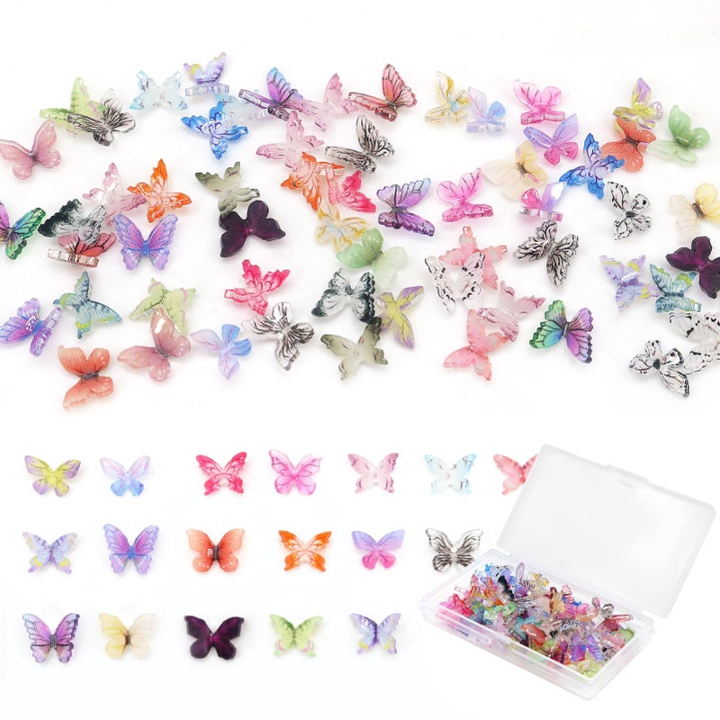 QUPIVA 60Pcs Mini Resin Butterflies  Miniature Dollhouse Accessories Tiny Butterflies for Crafts  Mini Resin Animals Figurines for DIY Fairy Garden Dollhouse Micro Landscaping Decoration - Image 1